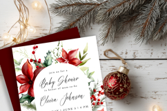 CHRISTMAS FLORAL CLIPART WATERCOLOR BERRIES flowers red greenery leaves holly frames 6 png