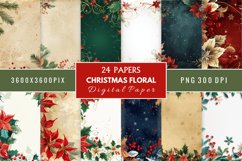 Christmas Floral Digital Paper Bundle Product Image 1