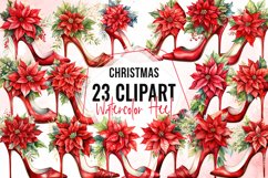 Christmas Floral Heel Watercolor Clipart Product Image 1