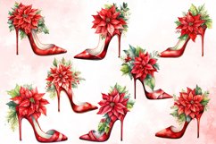 Christmas Floral Heel Watercolor Clipart Product Image 2