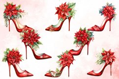 Christmas Floral Heel Watercolor Clipart Product Image 3