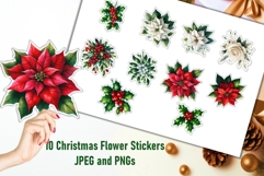 10 Christmas Flower Stickers JPEG and PNGs Product Image 1