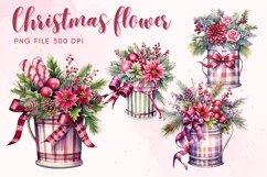 Poinsettia Christmas Flower Watercolor Bouquet Decorate PNG Product Image 1