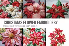 3D Christmas Flower Embroidery Poinsettia Background Product Image 1
