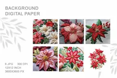 3D Christmas Flower Embroidery Poinsettia Background Product Image 2
