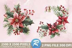 Christmas Flower Sublimation PNG Clipart Product Image 1