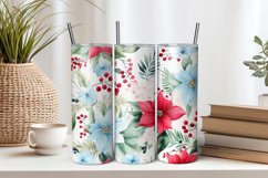 Christmas Flowers 20oz Tumbler Sublimation PNG Product Image 1