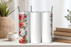Christmas Flowers Blank Name 20oz Tumbler Sublimation PNG Product Image 1