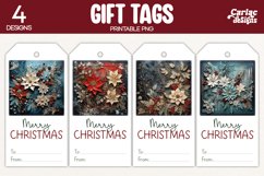 christmas flowers gift tags