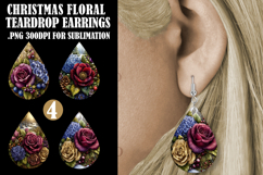 Christmas Teardrop Earring, Winter Floral Earring Designs s1 Product Image 1