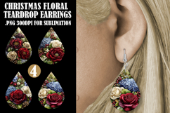 Christmas Teardrop Earring, Winter Floral Earring Designs s5 Product Image 1