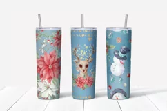 Christmas flowers sublimation design Skinny tumbler wrap design 