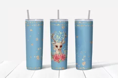 Christmas flowers sublimation design Skinny tumbler wrap design 