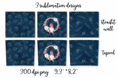 Christmas flowers sublimation design Skinny tumbler wrap design 