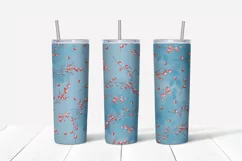 Christmas flowers sublimation design Skinny tumbler wrap design 