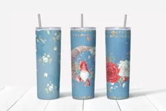 Christmas flowers sublimation design Skinny tumbler wrap design 