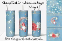 Christmas flowers sublimation design Skinny tumbler wrap design 