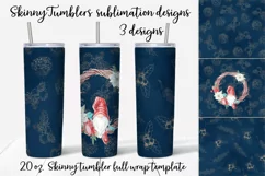 Christmas flowers sublimation design Skinny tumbler wrap design 