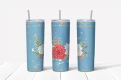 Christmas flowers sublimation design Skinny tumbler wrap design 