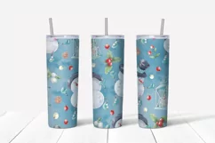 Christmas flowers sublimation design Skinny tumbler wrap design 