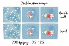 Christmas flowers sublimation design Skinny tumbler wrap design 
