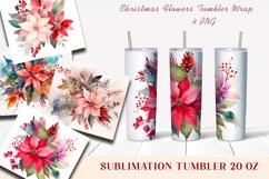 Christmas Flowers Tumbler Wrap, 20 oz Skinny Tumbler Png Product Image 1
