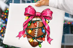 Christmas Football PNG, Pink Bow and Holiday Lights Game Day Product Image 4