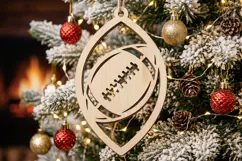 Christmas Football Sport SVG, Holiday Laser Cut Design File Product Image 1
