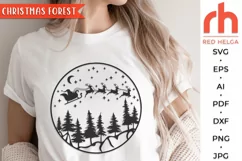 christmas forest svg, christmas scene svg, winter scene svg, xmas scene svg, christmas night svg, santa sleigh svg, xmas landscape svg, round sign svg, christmas door svg, christmas hanger svg