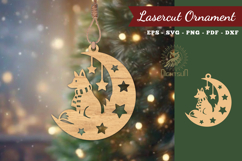 Christmas Fox In Moon Lasercut Ornament SVG Product Image 1