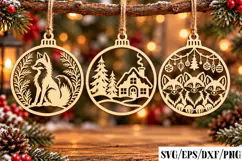 Christmas Fox Raccoon Cabin Laser Cut Product Image 1