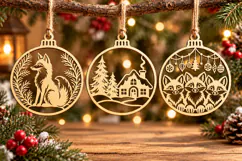 Christmas Fox Raccoon Cabin Laser Cut Product Image 2