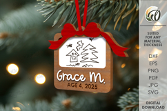 Christmas Frame Ornament Laser Cut. Christmas Tree Decor SVG Product Image 1