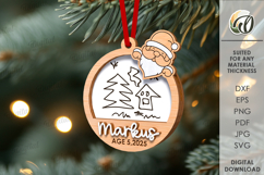 Christmas Frame Ornament Laser Cut. Christmas Tree Decor SVG Product Image 1