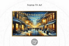 The Christmas Frame TV art shows a painting of city decorated for Christmas.