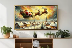 Santa flying Frame TV art, Christmas Frame TV art, reindeer Product Image 2