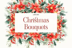 Watercolor Christmas Clipart - Christmas Botanical Frames Product Image 1