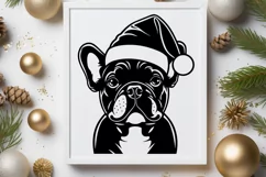 Christmas French Bulldog SVG | Frenchie Santa Hat Design Product Image 3