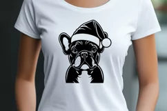 Christmas French Bulldog SVG | Frenchie Santa Hat Design Product Image 2