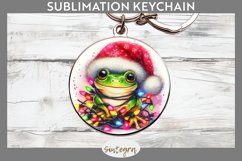 Christmas Frog v1 Entangled in Lights Round Keychain PNG Product Image 1