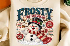 Vintage Christmas Snowman PNG, Festive Winter Shirt PNG Product Image 2