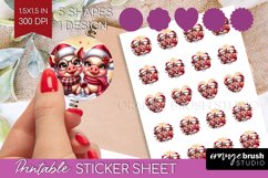 Christmas Animals Round Sticker - Funny Wine Printable Sheet Product Image 1