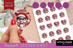 Christmas Animals Round Sticker - Funny Wine Printable Sheet Product Image 1