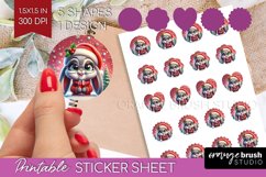 Christmas Animals Round Sticker - Funny Wine Printable Sheet Product Image 1