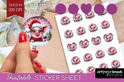 Christmas Animals Round Sticker - Funny Wine Printable Sheet Product Image 1