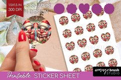 Christmas Animals Round Sticker - Funny Wine Printable Sheet Product Image 1