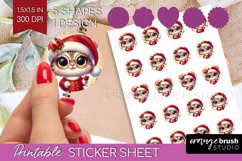 Christmas Animals Round Sticker - Funny Wine Printable Sheet Product Image 1