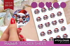 Christmas Animals Round Sticker - Funny Wine Printable Sheet Product Image 1