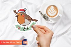 Christmas Funny Bird Sticker, Winter Bird Illustration Product Image 1