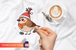 Christmas Funny Bird Sticker, Winter Bird Illustration Product Image 1